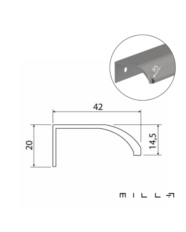 Maniglia per mobile SONORE con schema tecnico