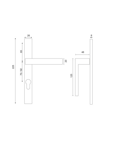 Disegno Majestea su placca 26 interasse 70 inox EUROWALE