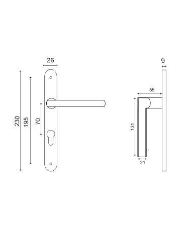 Disegno New Pyla placca stretta 26 inox EUROWALE