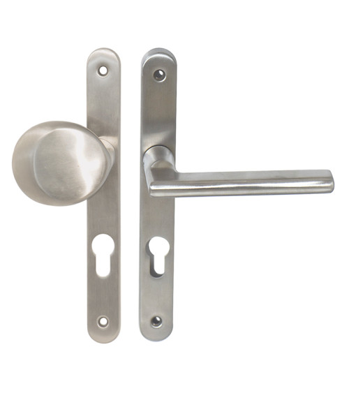 Insieme palière inox placca stretta 26 cilindro Amande/New Pyla