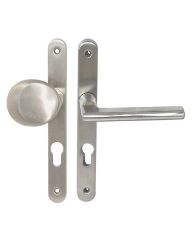Insieme palière inox placca stretta 26 cilindro Amande/New Pyla