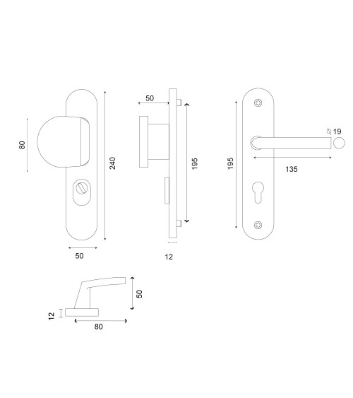 Insieme di sicurezza Palière-Altesse finitura inox su placca con protettore di cilindro EUROWALE