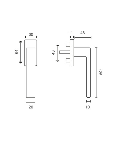Disegno Maniglia per finestra Majestea inox EUROWALE