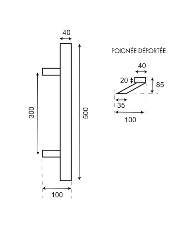 Disegno Maniglia a tiro sporgente Rettangolare a T inox EUROWALE