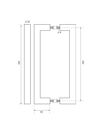 Disegno maniglia tirata quadrata inox semplice EUROWALE