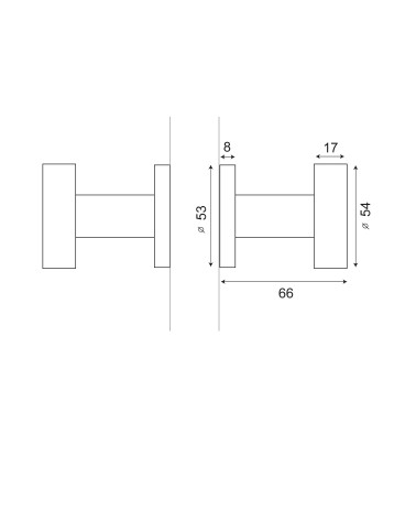 Disegno Maniglia per porta pomello doppio Cilindro piatto inox