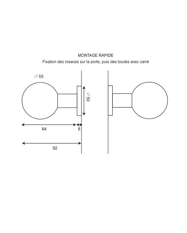 Disegno Maniglia per porta Pomello doppio inox EUROWALE