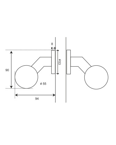 Disegno Maniglia per porta pomello doppio decentrato rosetta rotonda EUROWALE