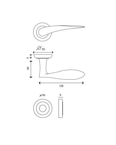 Disegno Maniglia per porta Neptune +Rosone di funzione EUROWALE