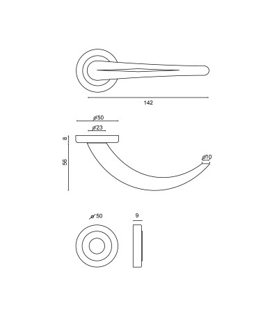 Disegno Maniglia per porta Apollon + Rosone EUROWALE