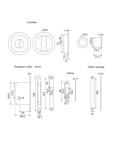 Disegno Kit scorrevole Bronze cuvette tonde