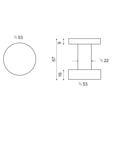 Disegno Bottone cilindro Grigio Luce PVD EUROWALE