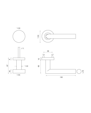 Disegno tecnico Insieme palière Cilindro/Altesse Grigio Luce PVD