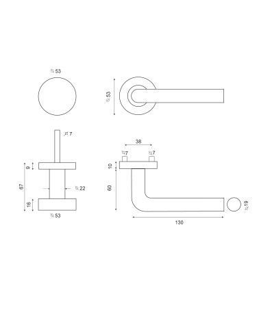 Disegno Insieme palière Cilindro/Noblesse Grigio Luce PVD