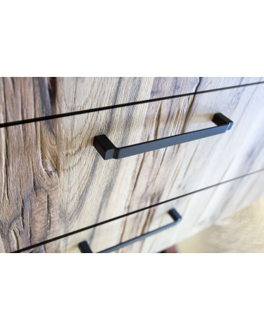 Maniglia per mobile nera opaca AMARO – maniglia design montata su cassetto in legno