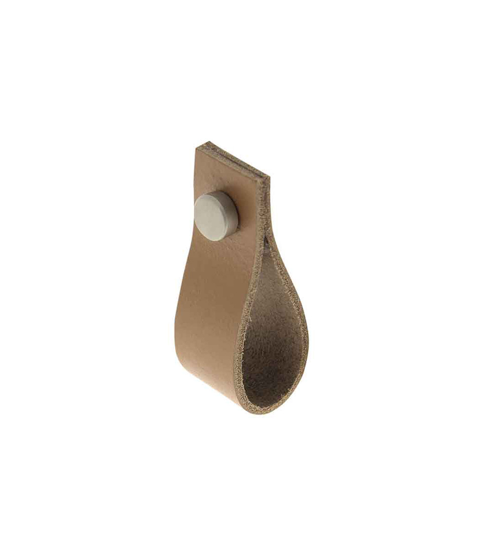 Pomello per mobile tirante in pelle camoscio chiaro
