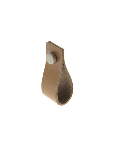 Pomello per mobile tirante in pelle camoscio chiaro
