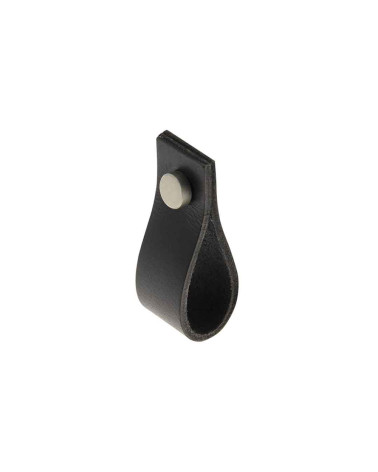 Pomello per mobile tirante in pelle nera