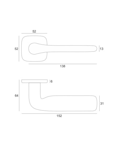 Maniglia per porta FLAT con dimensioni