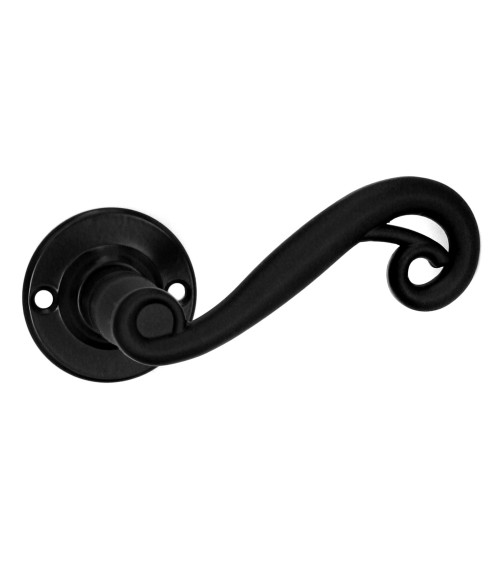 Maniglie per porta retrò nere opache su rosette tonde per porte, cancelli e cancelletti – Collezione Charlotte