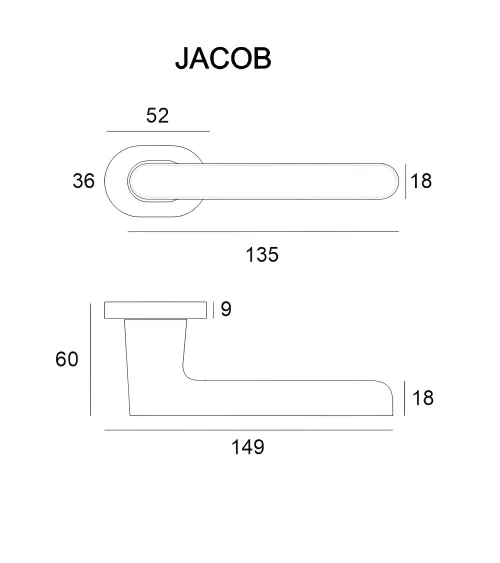 Maniglia per porta in cromo spazzolato JACOB design