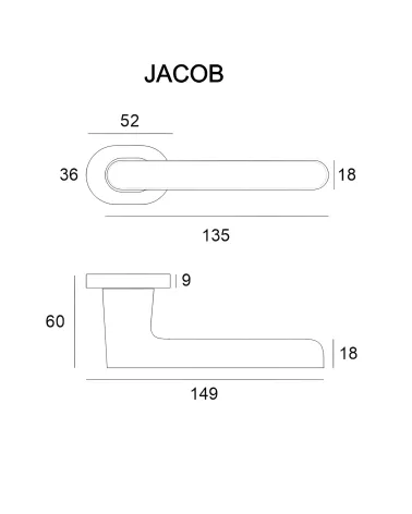 Maniglia per porta JACOB con dimensioni
