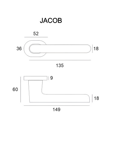 Maniglia per porta JACOB con dimensioni
