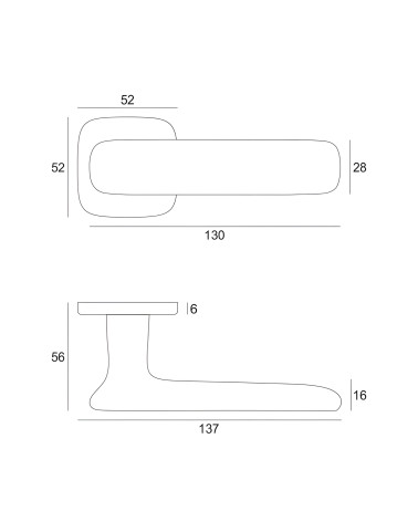 Maniglia per porta FLOW con dimensioni
