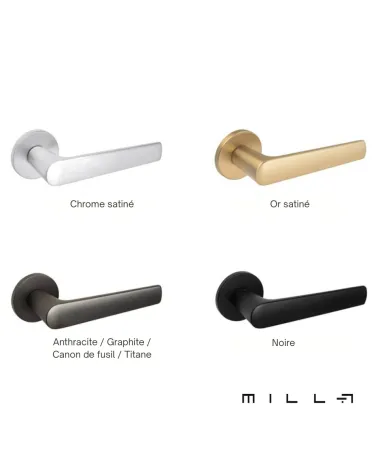 Maniglia per porta contemporanea MILA design con 4 finiture