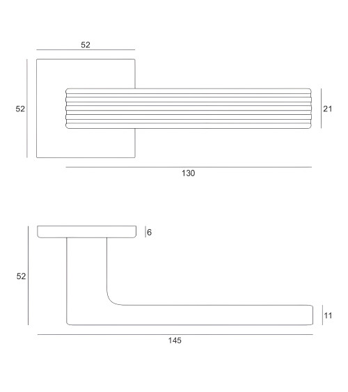 Maniglia per porta contemporanea in zamak FELICE quadrata design