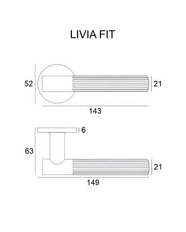 Maniglia per porta LIVIA con dimensioni