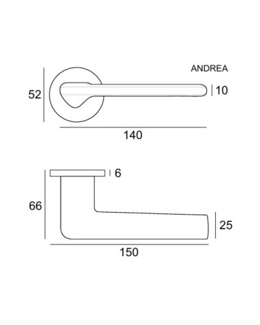Maniglia per porta ANDREA con dimensioni
