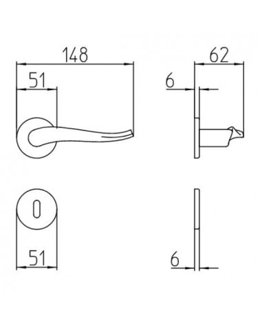 Maniglia porta Mandelli Spin con dimensioni
