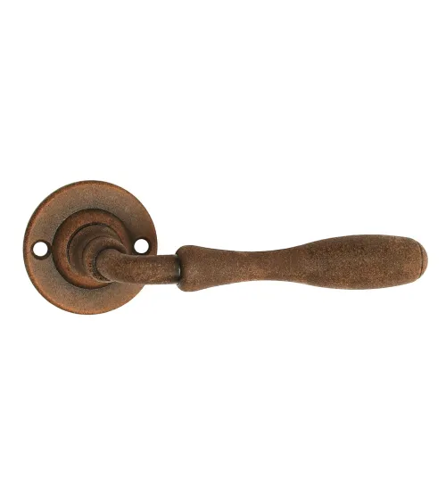 Maniglie per porta rétro color ruggine su rosette rotonde per porte, cancelli e cancelletti – Collezione Joséphine