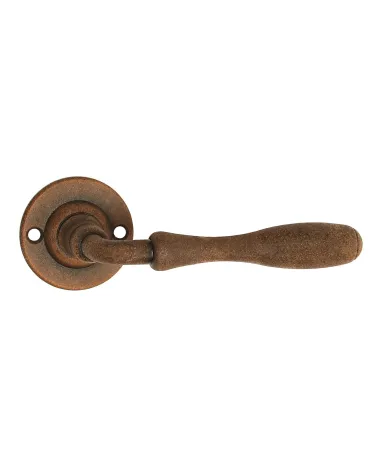 Maniglie per porta rétro color ruggine su rosette rotonde per porte, cancelli e cancelletti – Collezione Joséphine