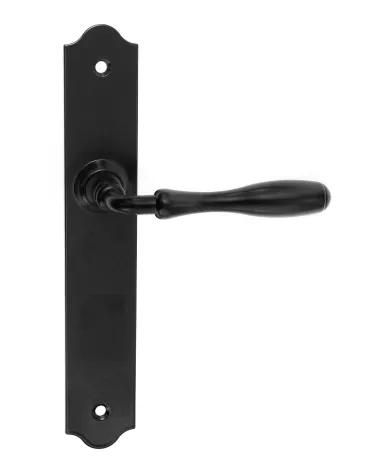 Maniglie per porta rétro nere opache su placche lunghe per porte, cancelli e cancelletti – Collezione Joséphine