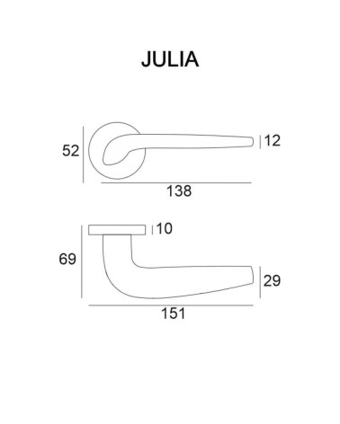 Maniglia per porta JULIA con dimensioni