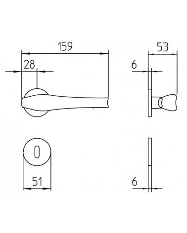Maniglia porta Mandelli Aqualung con dimensioni