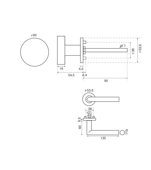 Set per pianerottolo pomolo e maniglia per porta rotonda Altesse in inox 304