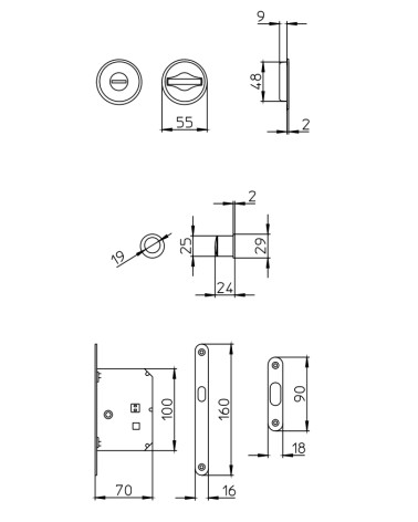 Kit maniglie per porta a scomparsa per porta scorrevole MANDELLI 1118TN/S con serratura