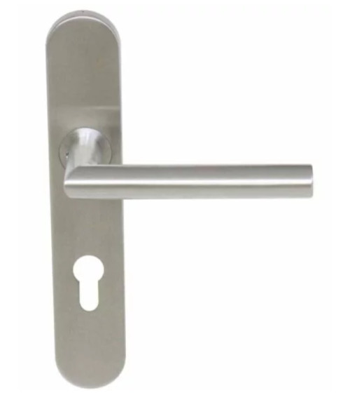 Maniglia per porta elegante su piccola piastra inox spazzolato 165 Altesse - MillaPoignées