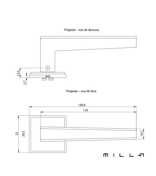 Maniglia per porta contemporanea SYRINGA maniglia design