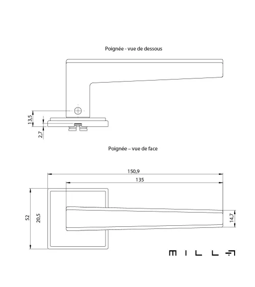 Maniglia per porta in zamak SYRINGA design