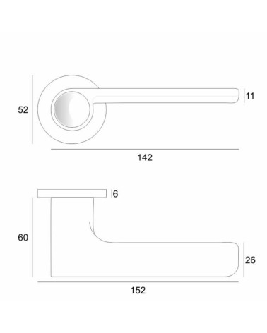 Maniglia per porta PLANO con dimensioni