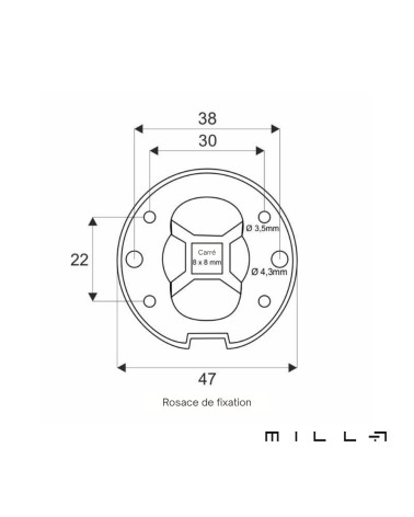 Maniglia per porta design moderno in zamak TACTUS rotonda con didascalie