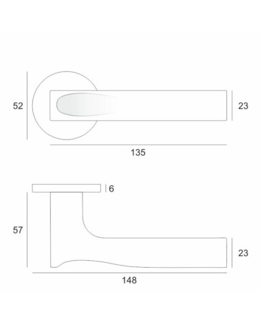 Maniglia per porta design moderno in zamak TACTUS rotonda con dimensioni