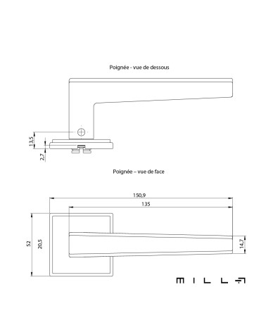 Maniglia per porta SYRINGA con dimensioni