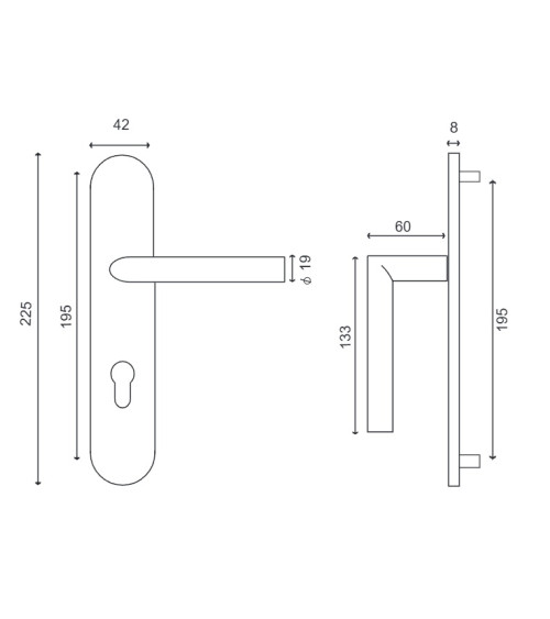 Maniglia su placca inox 316 Altesse – Resistente esterno & riva del mare | MillaPoignees