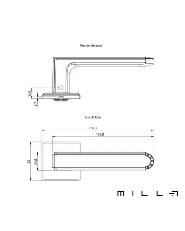 Maniglia per porta MIMOSA con dimensioni