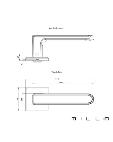 Maniglia per porta MIMOSA con dimensioni